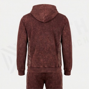 Custom Logo Men Puff Print Vintage Acid Wash Hoodie Flare Sweatpants Set Sun Faded Tracksuit Breathable <b>Jogging</b> <b>Suits</b> - Product Image 2