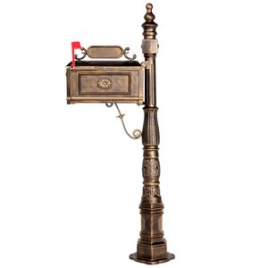 Cassetta Postale Decorativa Grande in Bronzo Anticato con Palo, Robusta in Alluminio Pressofuso, Stile Moderno, con Chiavi, Serratura e Targhetta per Indirizzo - Product Image 3