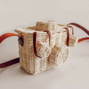 Trending design rattan kids toy <b>baskets</b> playful camera shape <b>basket</b> for <b>small</b> toys storage - Product Image 2