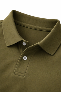 Polo de Algodón Verde Oliva para Hombre, Manga Corta, Cuello con Botones, Uso Diario Informal, Transpirable, Tejido de Punto, OEM, ODM, Venta al Por Mayor - Product Image 6