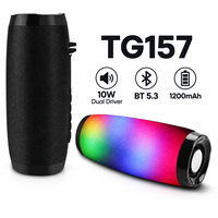 Enceinte Bluetooth portable TG157 10W avec double haut-parleur, lumière LED, radio FM, USB, TF, AUX, rechargeable, mini enceinte de basses, vente en gros