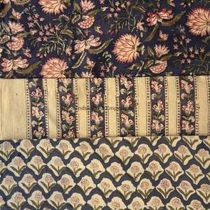 Tissu en coton imprimé traditionnel Jaipuri, coton cambriqué imprimé au bloc 60x60, tissu en coton à motifs. - Product Image 5