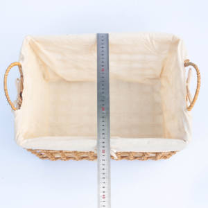 Eco-Friendly Trapezoid-Shaped Woven Straw <b>Basket</b> with Fabric Lining and Handle – Elegant Vintage Rustic Style - Product Image 5