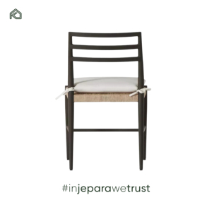 Chaise de salle à manger moderne en teck massif avec assise et dossier en corde tressée, écologique, imperméable, pour intérieur et extérieur, restaurant, hôtel, villa - Product Image 2