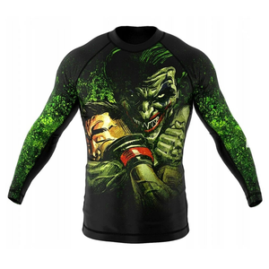 Camiseta de Manga Larga para Hombre, Sublimada, de Secado Rápido, Ajustada, con Estampado de Personajes, Verde y Negro, Cuello Redondo, Estilo Urbano - Product Image 1