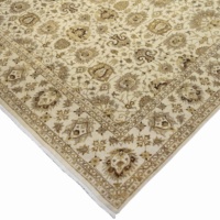 Tapis linéaire abstrait en laine noué à la main, bleu sarcelle et jaune doré, 10' x 14', à poils ras, lavable, moderne, pour salon