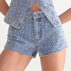 Factory price women shorts high waist denim shorts summer shorts casual lightweight fabric bulk order deal - Product Image 2