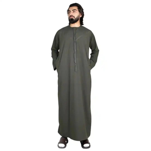 Jubba Thobe Traditionnelle Islamique pour Hommes, Manches Longues, Coton et Polyester, Kaftan Décontracté, Couleur Unie, Poches, Arabie Saoudite, Tailles Plus pour Adultes - Product Image 3