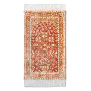 Tapis de prière musulman noué à la main, brun rouille, en viscose, motif islamique traditionnel, texture douce, moderne, idéal pour les voyages – Offre Spéciale - Product Image 6