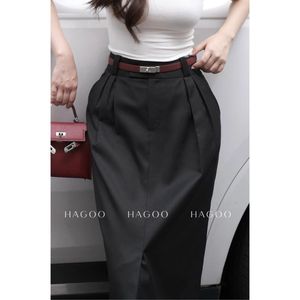 Jupe crayon plissée taille haute CV167, coupe droite, longueur cheville, pour femme de bureau et navetteuse - Product Image 2