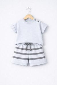 Conjunto de Camiseta y Pantalones Cortos de Algodón Orgánico para Niños, Ropa Casual para Bebés, Suave y Transpirable para Todas las Temporadas, Marca Privada OEM - Product Image 5