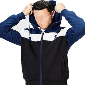 Customized Logo High-quality Pure Cotton Men's Hoodie Sportswear Super Large Hoodie Unisex zipper Hoodies with panel work - Product Image 3