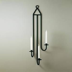 Black Wrought Iron Wall Mounted Taper <b>Candle</b> Holder <b>Sconce</b> 3 Arm Metal Stand Minimalist Hanging Decor Modern Living Room Display - Product Image 2