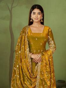 Salwar Kameez indien pour femmes avec dupatta, ensemble Anarkali Kurti Palazzo Dupatta, robe de soirée pour mariage - Product Image 2