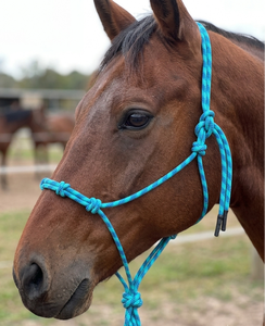 Cabezada ecuestre cómoda y ajustable de cuerda trenzada de nailon para caballo, halter de cuero genuino con cintura alta - Product Image 5