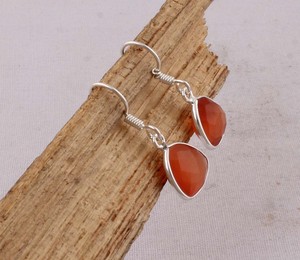Natural <b>Red</b> Onyx Triangle <b>Earrings</b> 925 Sterling Silver Jewelry Manufacturer Wholesale Handmade Geometric Gemstone Drop Dangle - Product Image 3