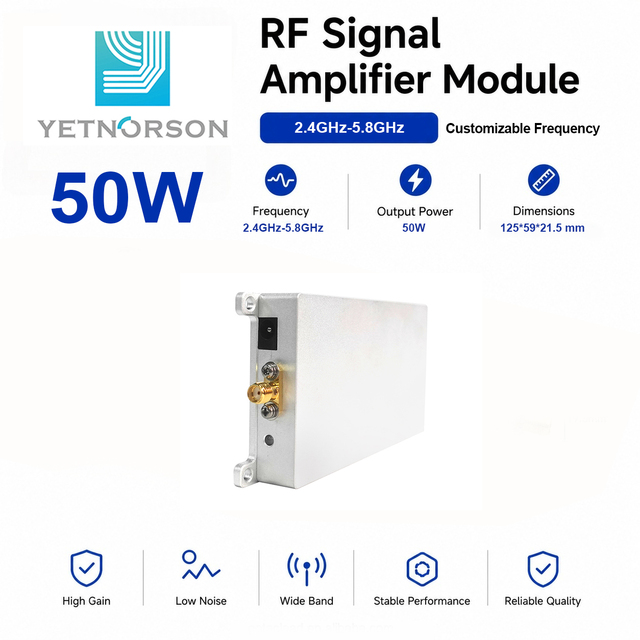 50W 100W RF Front End Amplifier Module 1.2GHz 1.5GHz 2.4GHz 5.2GHz OEM ODM Factory Manufacturer GAN Module Anti-drone Module