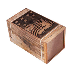 Wood <b>Pet</b> Cremation Urn Rectangle Western Style Engraved American Flag and Revolvers Durable Memorial <b>Box</b> for <b>Pets</b> - Product Image 4