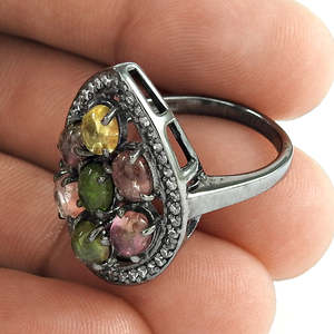 New Top Selling Luxury Tourmaline & CZ Gemstone <b>Ring</b> <b>Crafted</b> From 925 Sterling Silver Bohemian Style Party Wedding Jewelry - Product Image 3