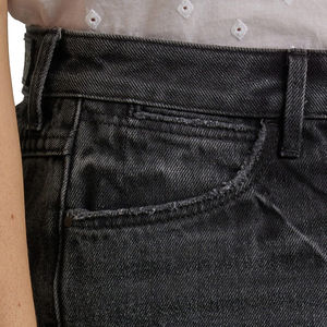 Shorts en jean vintage taille haute pour femme, coupe droite, bleu clair, imperméables, avec ourlet décontracté en coton, pour l'été - Product Image 6