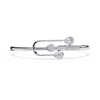 Bracelet manchette en moissanite taille poire, design flèche, plaqué rhodium, argent 925, bijoux de luxe pour femme, usage quotidien