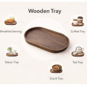 Bandeja de Servir Ovalada de Madera de Lujo Hecha a Mano |   Bandeja de Madera de Primera Calidad para Té, Café, Aperitivos y Decoración de Mesa |   Uso en Hoteles y Servicios de Catering - Product Image 4
