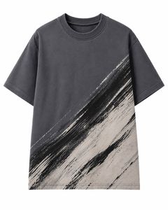 เสื้อยืดแขนสั้นผู้ชายทรงโอเวอร์ไซส์ คอกลม ผ้าถัก พิมพ์ลายดิจิทัล สไตล์สปอร์ต ผ้าฝ้าย 100% แห้งเร็ว - Product Image 1