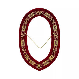 Juego de 3 Collares de Cadena Dorados de la Gran Logia Masónica, con Reverso Morado, Azul y Rojo, Tela de Alta Calidad, con Collar de Cadena Personalizado - Product Image 6