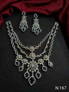 Ensemble de bijoux de mariée en diamant américain classique Collier et boucles d'oreilles en deux pièces pour mariage Style classique à la mode - Product Image 2