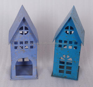 Acabado marrón Pequeña Casa de hierro Acabado gris Aspecto natural para la decoración del hogar Diwali Regalos Casa Sala de estar Ranuras decorativas - Product Image 3