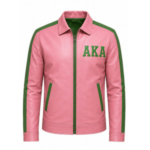 เสื้อแจ็คเก็ตหนัง Alpha Kapa Alpha Sorority สีชมพูเขียว สไตล์กรีก แฟชั่นเสื้อคลุม - Product Image 2