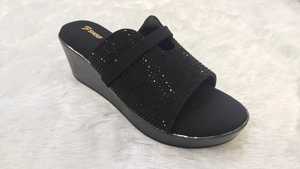 Women Black Rhinestone Wedge Sandals <b>Open</b> <b>Toe</b> Buckle Strap Embellished <b>Platform</b> <b>Heels</b> Fashion Footwear for Party and Evening Wea - Product Image 3