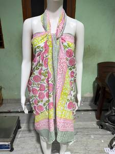 Pareo de Algodón con Estampado Floral y Rayas, sin Mangas, para Verano, Reversible, para la Playa, para Cubrir el Cuello, para Mujer, Elite Craft - Product Image 4