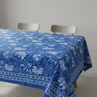 Nappe carrée en coton imprimé à motifs floraux traditionnels, lavable, décoration intérieure, nappe rectangulaire