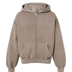 Sweat à capuche homme 100% coton Streetwear personnalisé avec double fermeture éclair polaire pour l'hiver - Product Image 4