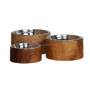 Comedero redondo elevado de madera y acero, cuencos de comida para perros y gatos elevados para un cómodo comedor de agua y comida para mascotas - Product Image 1
