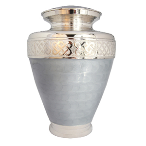 Urna de Metal Niquelado Brillante con Grabado Esmaltado, Urna para Adultos de Alta Calidad a Precios Accesibles, Urna de Metal Blanca - Product Image 6