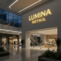 Lettres en relief 3D de luxe, éclairées à l'avant et à l'arrière, personnalisées en acier inoxydable doré, signalétique halo pour la publicité en vitrine de magasin