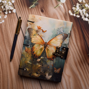 <b>A5</b> Elegant Butterfly Art Handmade 100 Pages <b>Notebook</b> | Lock Diary Nature Inspired Premium Journal Eco Friendly Writing Book Gift - Product Image 5