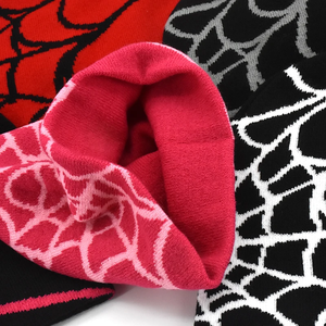 Nuevo Gorro de Punto Jacquard Unisex, Diseño de Telaraña Negra y Roja, Gorro de Invierno Suave, Diseño Gráfico Personalizado, para Adultos, 58CM - Product Image 6