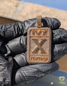 Collar de Plata de Ley 925 de Lujo para Hombre, con Colgante de Diamantes Micro Pavé de Alto Brillo, Colgante de Oro Personalizado - Product Image 1