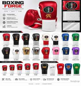 No Boxing No Life Boxing Gloves Red White cow hide Leather <b>Lace</b>-Up Full Finger Adult Training Gear Hecho En Mexico - Product Image 2