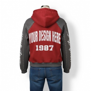 Sweat à capuche zippé surdimensionné avec logo personnalisé, effet vieilli, 400 GSM, délavé au soleil, strass, haute qualité, streetwear unisexe, 100% coton - Product Image 5