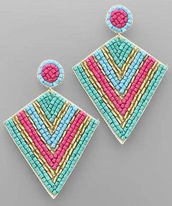 Beaded Textile Earrings with <b>Colorful</b> Embroidery Colour rani Earrings for Women Handmade Seed <b>Bead</b> Statement Beaded Earring - Product Image 3