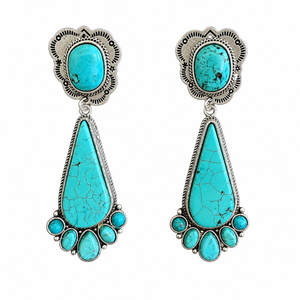 Boucles d'oreilles pendantes en turquoise style Navajo, bijoux en argent bohème du Sud-Ouest pour femmes - Product Image 5