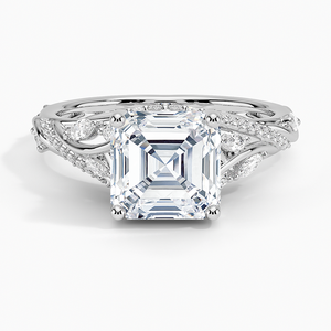 แหวน SOJ รุ่น 022 ทรง Asscher Cut เงินแท้ 925 ประดับเพชรโมอิสซาไนต์รูปทรง Begonia Vine  น้ำหนัก 2 กะรัต สี D ชุบโรเดียม ได้รับการรับรองจาก GRA เหมาะสำหรับเป็นแหวนหมั้นและแหวนแต่งงาน - Product Image 1