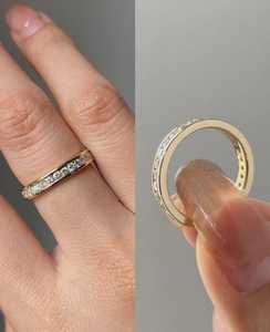 แหวนแต่งงานเพชรทรงกลมเพาะเลี้ยงในห้องปฏิบัติการ ชุดแหวนทองคำแท้ 14K หรูหรา สำหรับงานรับปริญญา งานเลี้ยงฉลอง ของขวัญสำหรับเธอ - Product Image 3