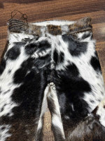 Pantalones acampanados de estilo occidental hechos a mano para mujer, de cuero genuino de vaca con diseño de estampado de piel, ideales para invierno.