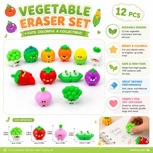Juego de Borradores de Goma TPR con Forma de Vegetales, Mini, para Niños, Juguetes Creativos con Temática de Comida para Premios Escolares y Recuerdos de Fiesta - Product Image 5