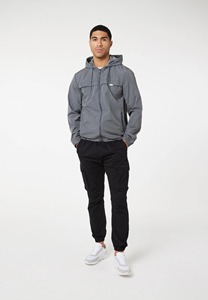 Men's Hooded Windbreaker Jacket Solid Color Zipper Closure Lightweight Polyester Autumn Casual Wear Sporty Style - Product Image 1